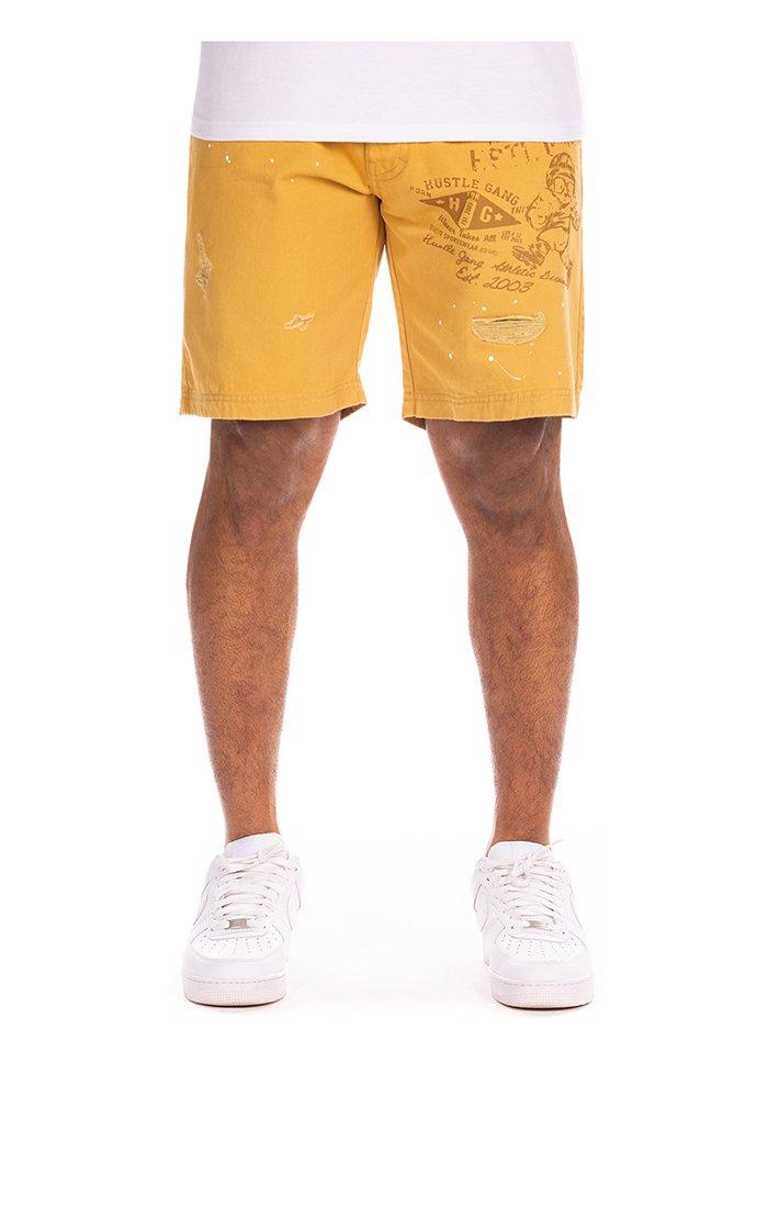Hustle Gang Men's Lissom Shorts - Yellow - YELLOW